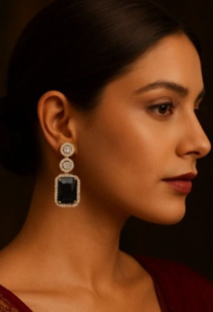 Abdesigns American Diamond Gold Plated Earring