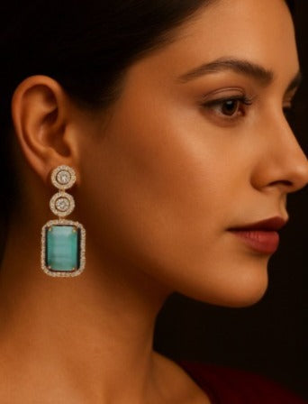 Abdesigns American Diamond Gold Plated Earring