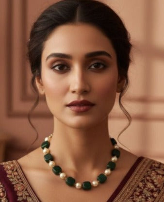 Abdesigns Gold Plated Jaipuri Stones Mala