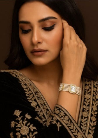 Abdesigns Jewellery Elegant Pearl & Gold Bracelet - Handmade