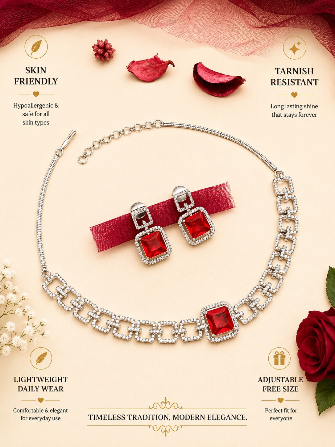 American Diamond Necklace Set – Luxury Evening Glam | Abdesigns
