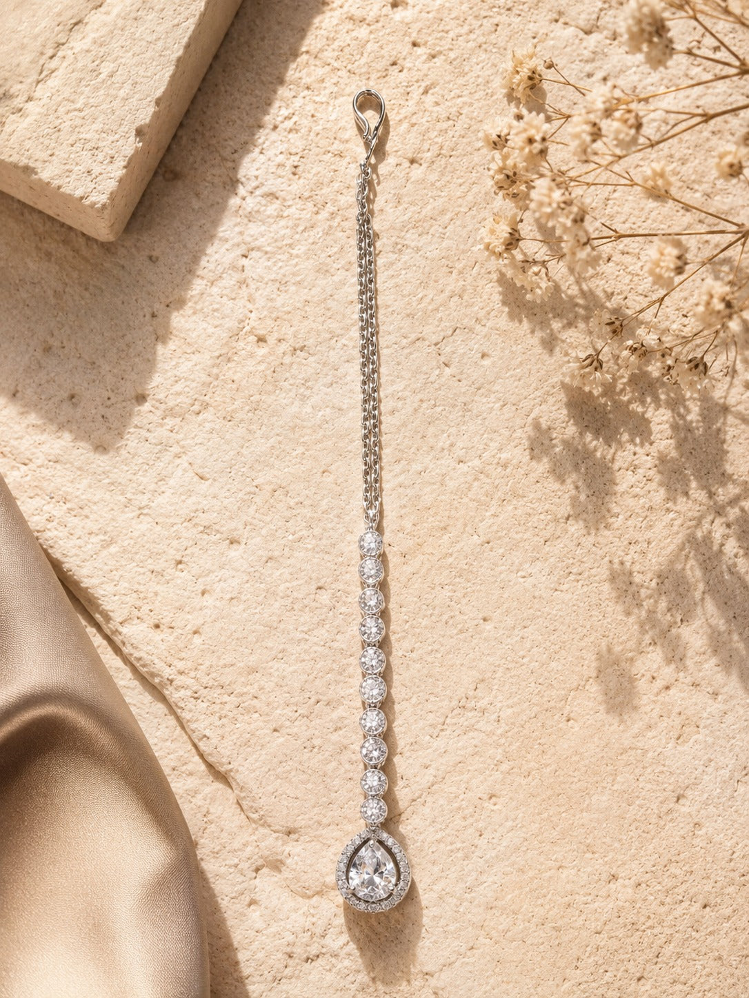 Abdesigns Silver Ruby Pendant Bridal Shine Maangtikka