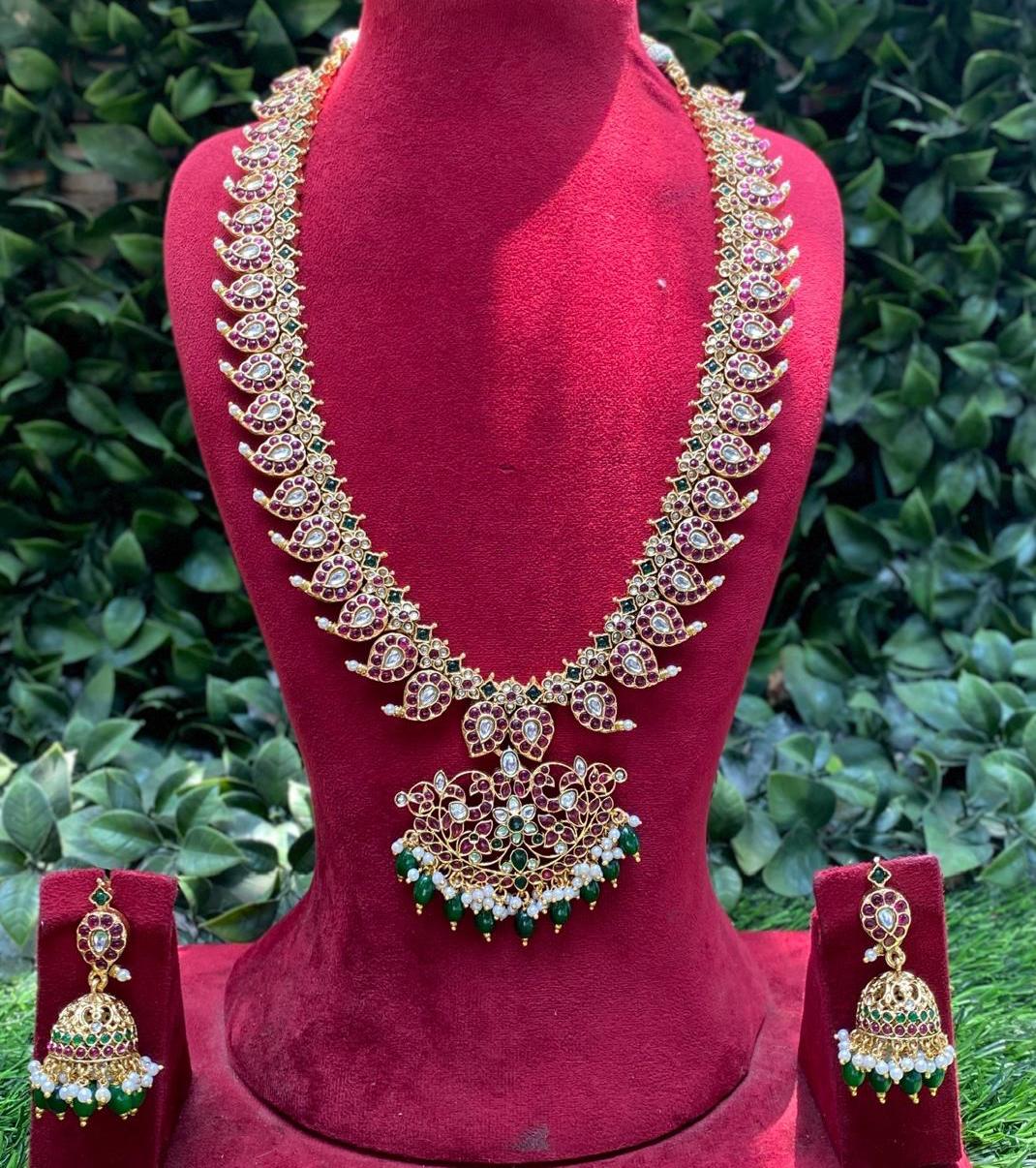 Abdesigns Gold Plated KempStone Necklace Set