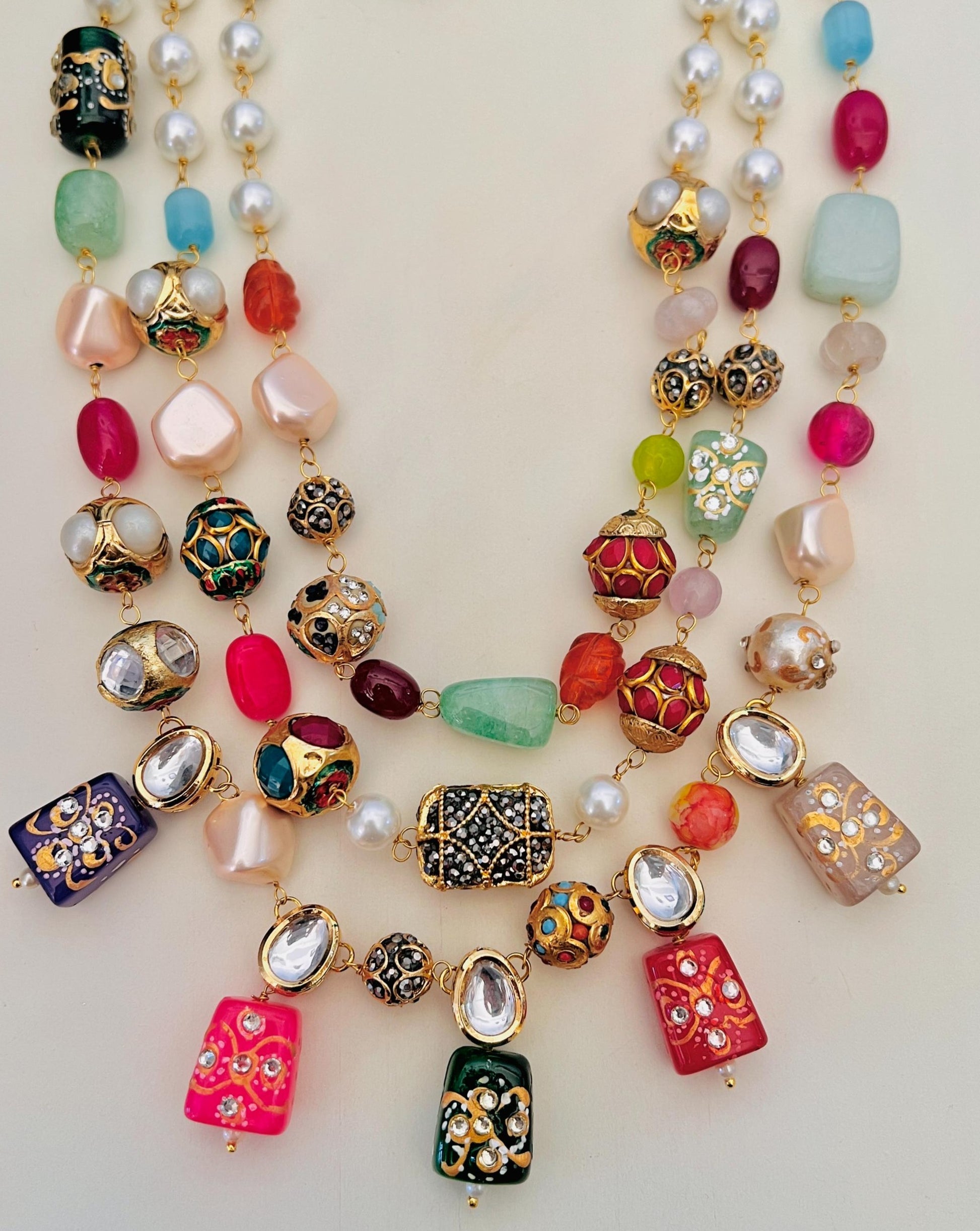 Multicolour Bead Necklace Set featuring vibrant beads and intricate designs suitable for any occasion