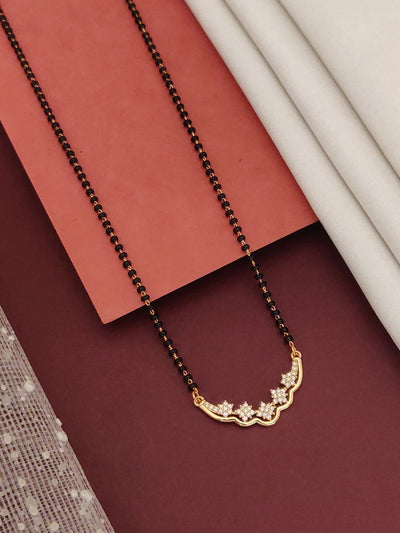 Abdesigns Rose Gold Plated Black Beads Mangalsutra