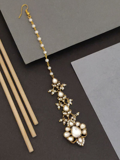 Abdesigns Kundan Pearl Bridal Maangtikka