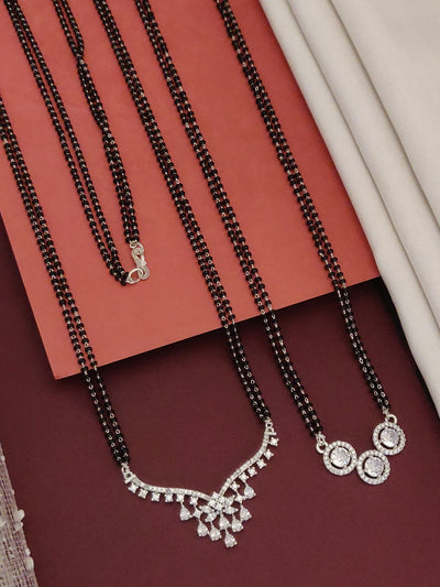 Abdesigns Set of 2 Fashionable silver plated mangalsutra combo for women