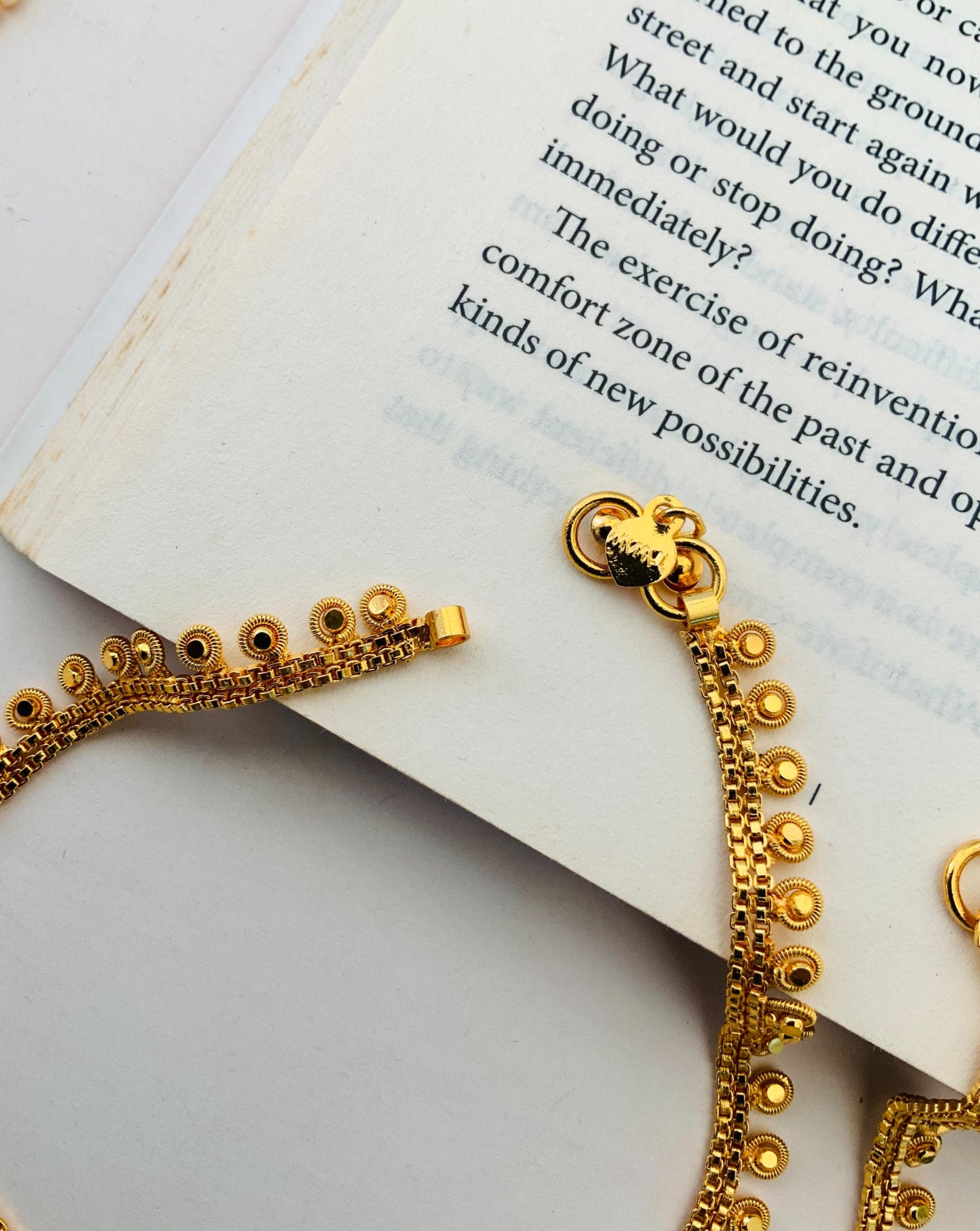 Antique Round Pattern Gold Plated Anklets combo by Abdesignsjewellery with intricate circular designs