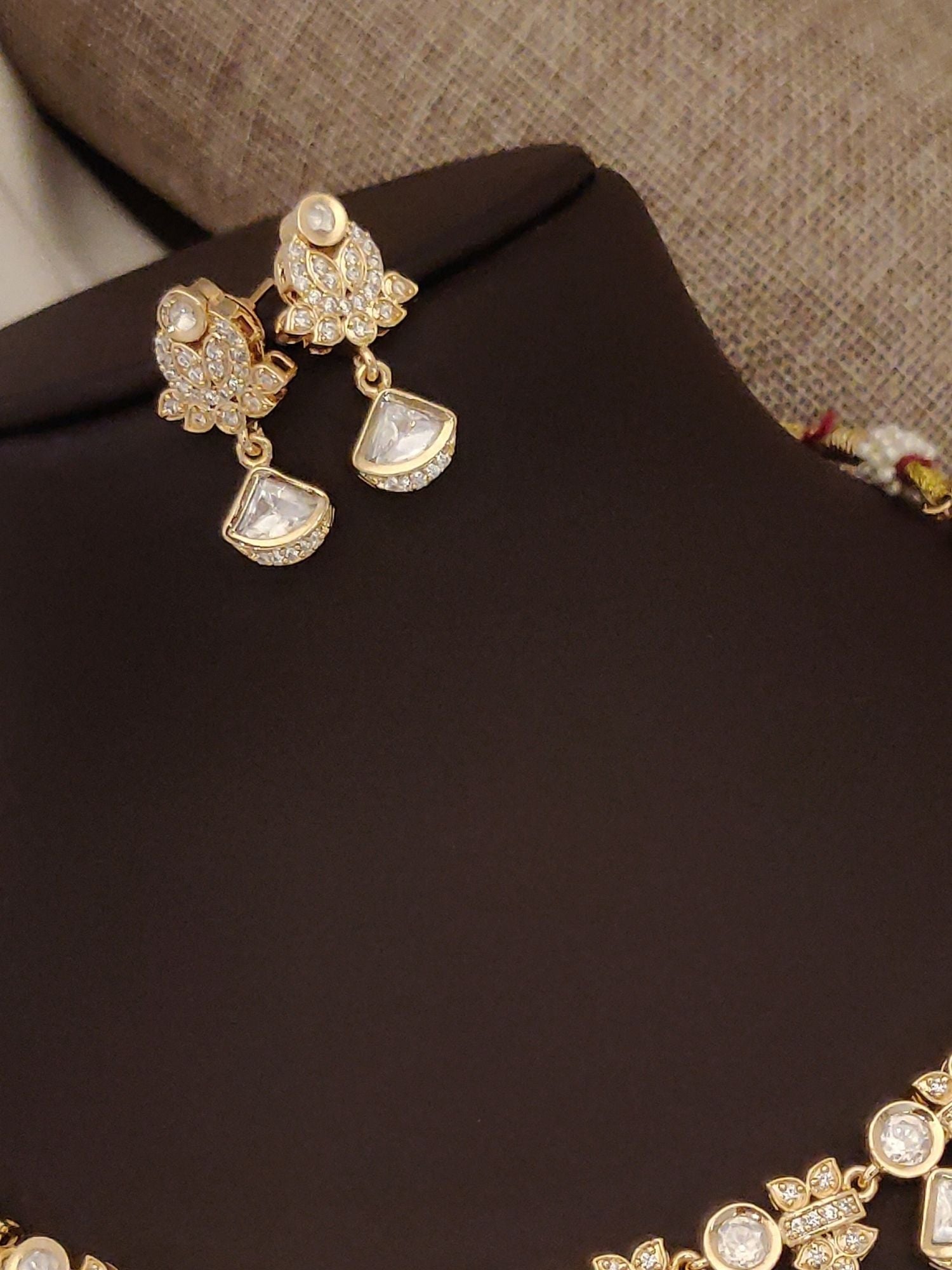 Beautiful artificial polki necklace with earrings set by Abdesigns Jewellery, featuring intricate designs and sparkling embellishments