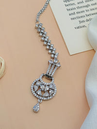 Thumbnail for Beautiful Silver Plated American Diamond Maangtikka with intricate sparkling design by Abdesignsjewellery