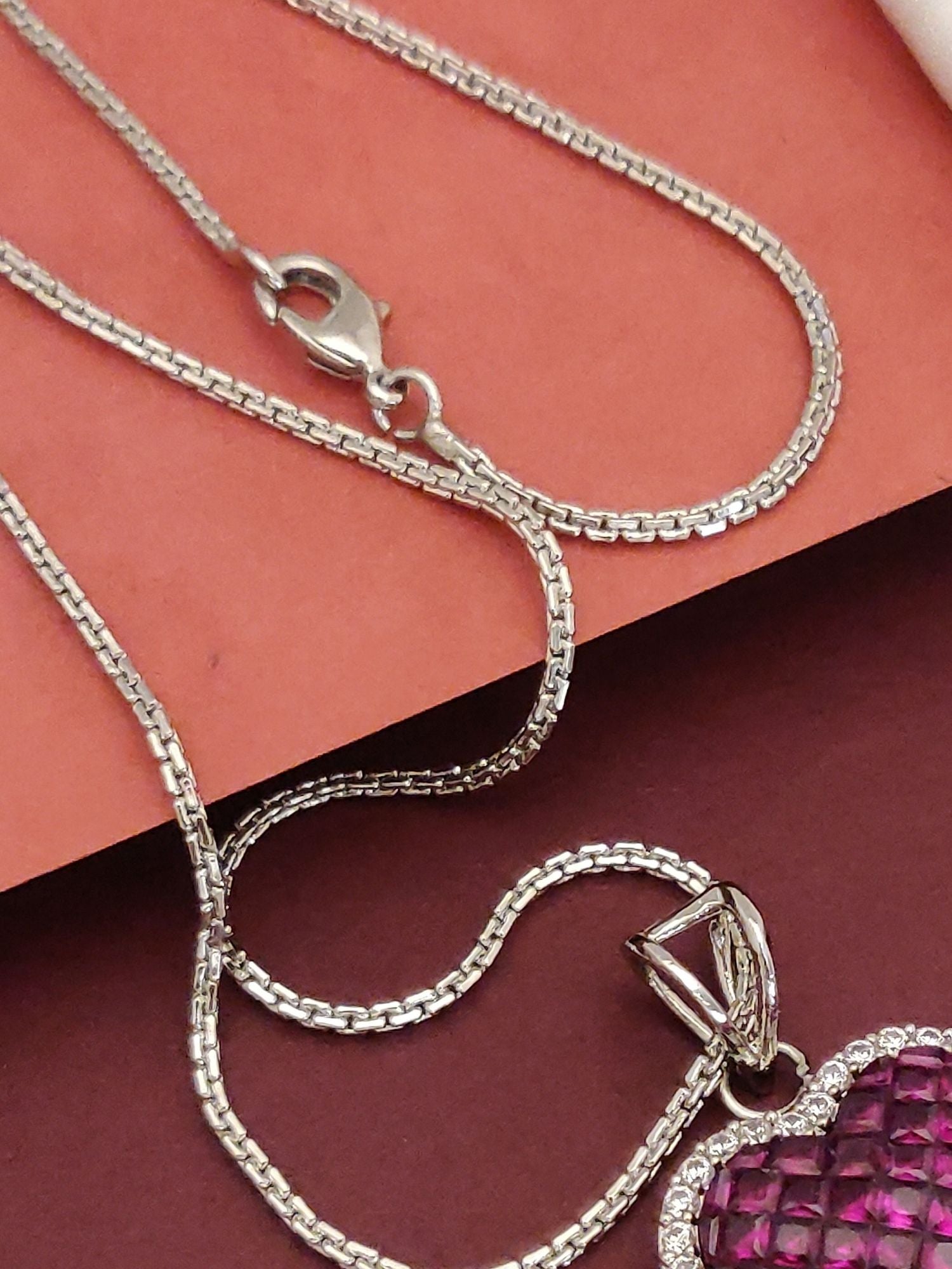 Abdesignsjewellery Crystal Diamond Heart Pendent Chain with silver chain and purple heart pendant