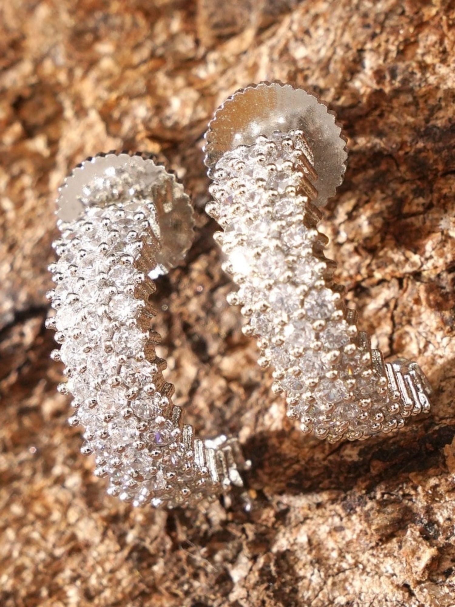 Delicate silver plated American diamond earrings with sparkling stones by Abdesignsjewellery