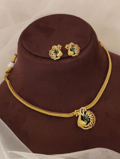 Abdesigns Delicated Gold Plated Peacock Style Necklace Set