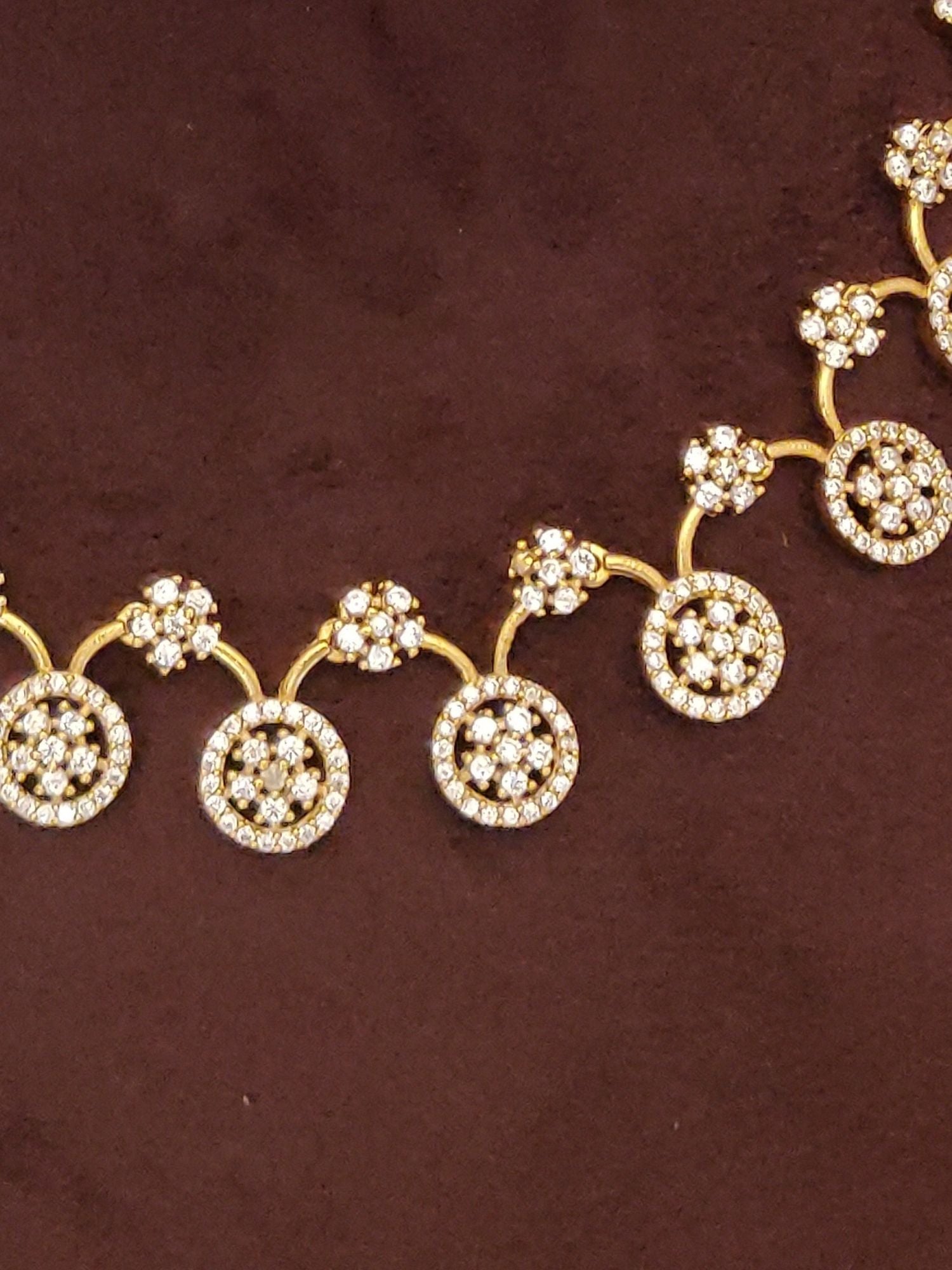 Abdesignsjewellery necklace with Designer gold plated fashion jewelry india circular crystal drops and floral links