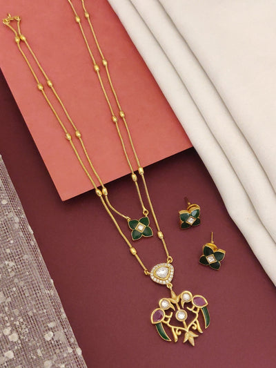 Abdesigns Double Layer paachi kundan imitation jewelry