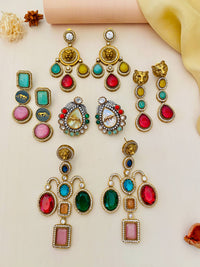 Thumbnail for Assorted traditional earrings by Abdesignsjewellery featuring colorful gemstones and intricate designs