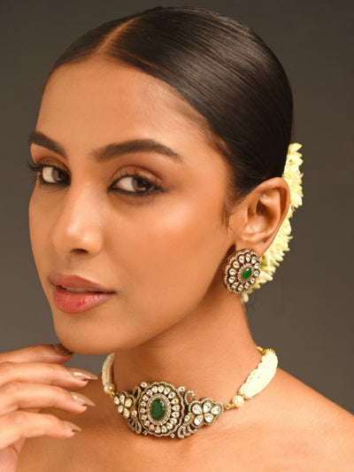 Abdesigns Peacock Emerald Green Choker Necklace