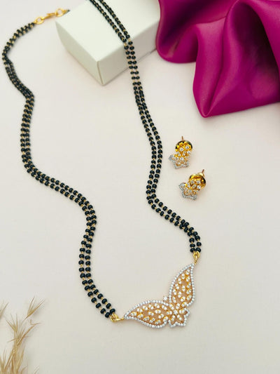 Abdesigns Gold Plated American Diamond Mangalsutra Set