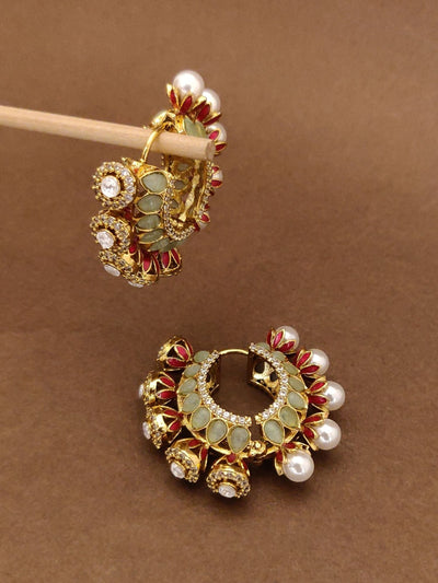 Abdesigns Gold Plated Plated Hoops Earring - Pearl