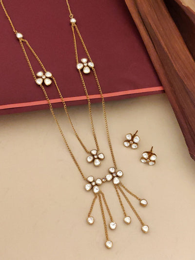 Timeless Gold Plated Flower Elegant Polki Necklace Set