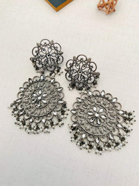 Thumbnail for High Quality German Silver Plated Pearl Earring with intricate circular design and delicate pearl accents