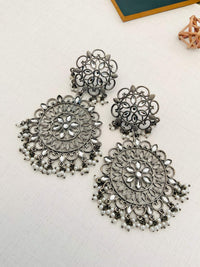 Thumbnail for High Quality German Silver Plated Pearl Earring by Abdesignsjewellery with intricate filigree and pearl detailing