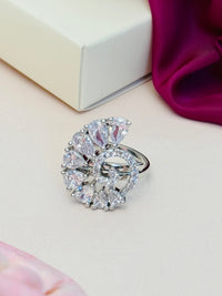 Thumbnail for Abdesigns Jewellery Blue & Silver Stone Ring for Women with sparkling clear and silver stones in circular design