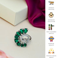 Thumbnail for Abdesigns Jewellery Blue & Silver Stone Ring for Women featuring green and clear stones in an elegant design