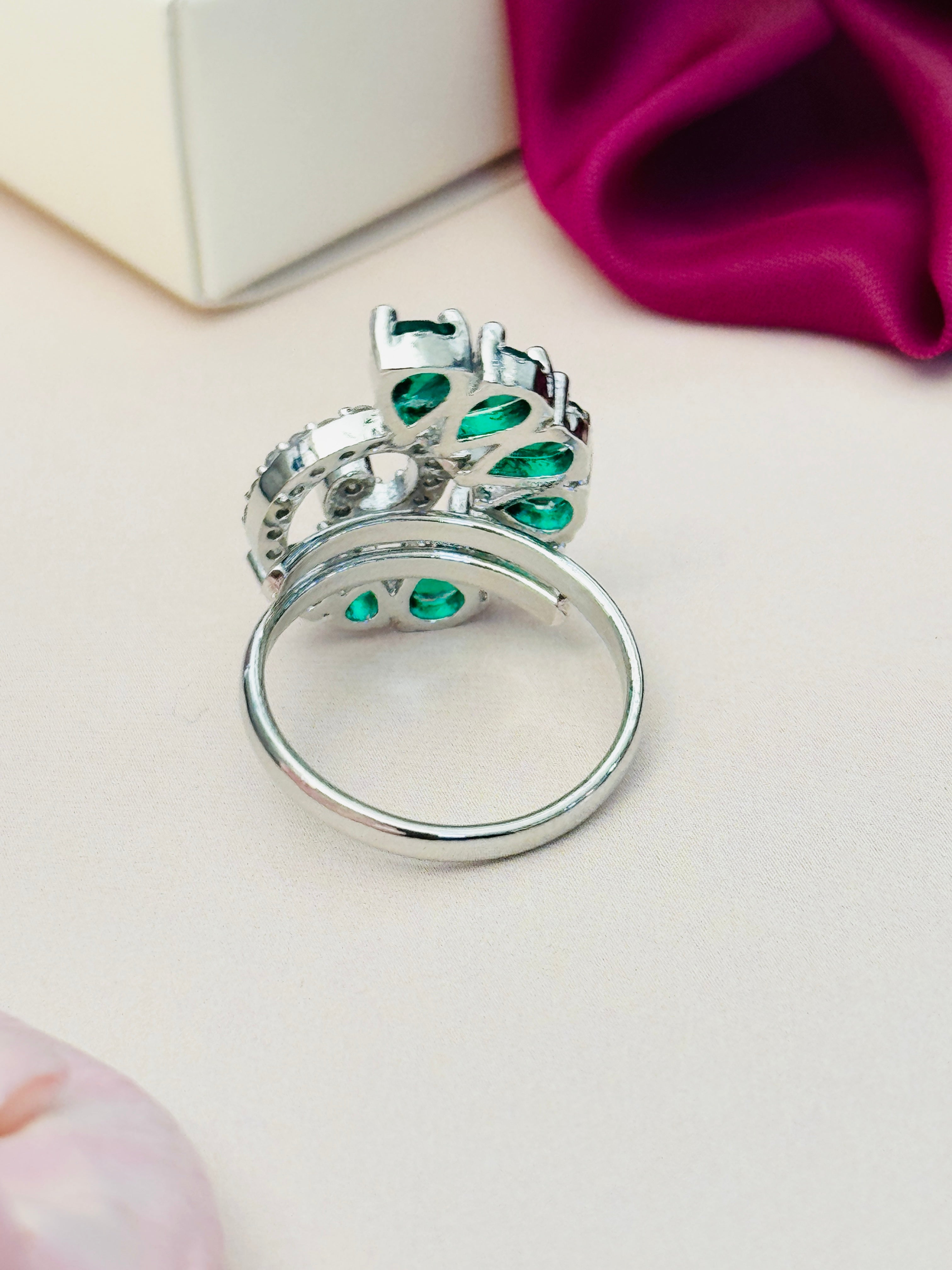 Abdesigns Jewellery Blue & Silver Stone Ring for Women featuring intricate silver band and blue stones