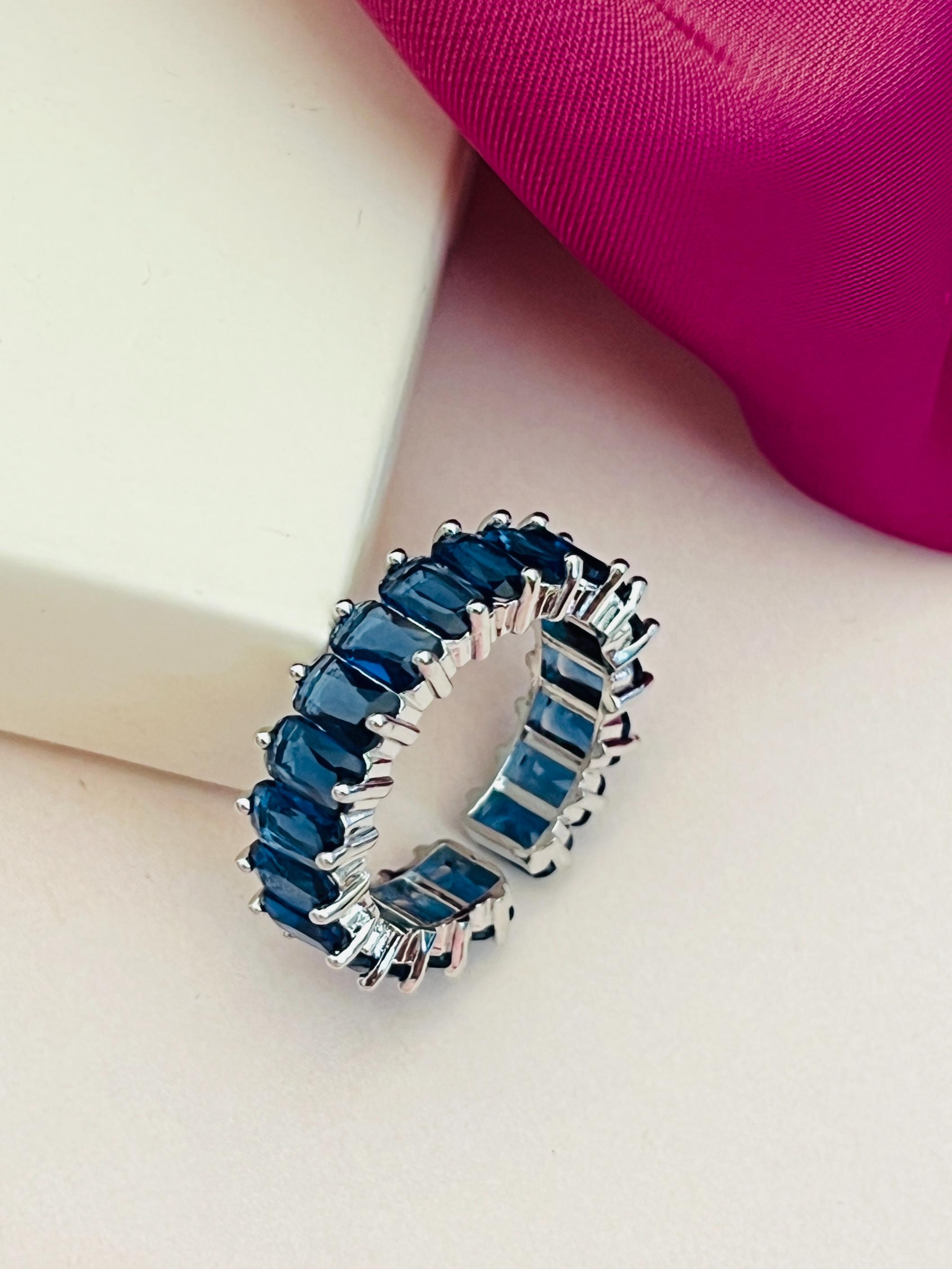 Abdesigns Jewellery Blue Stone Silver Ring for Women featuring blue stones set in silver band