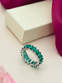 Thumbnail for Abdesigns Jewellery Blue Stone Silver Ring for Women with vibrant green stones set in silver band