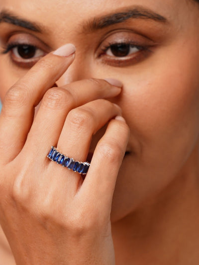 Abdesigns Jewellery Blue Stone Silver Ring for Women