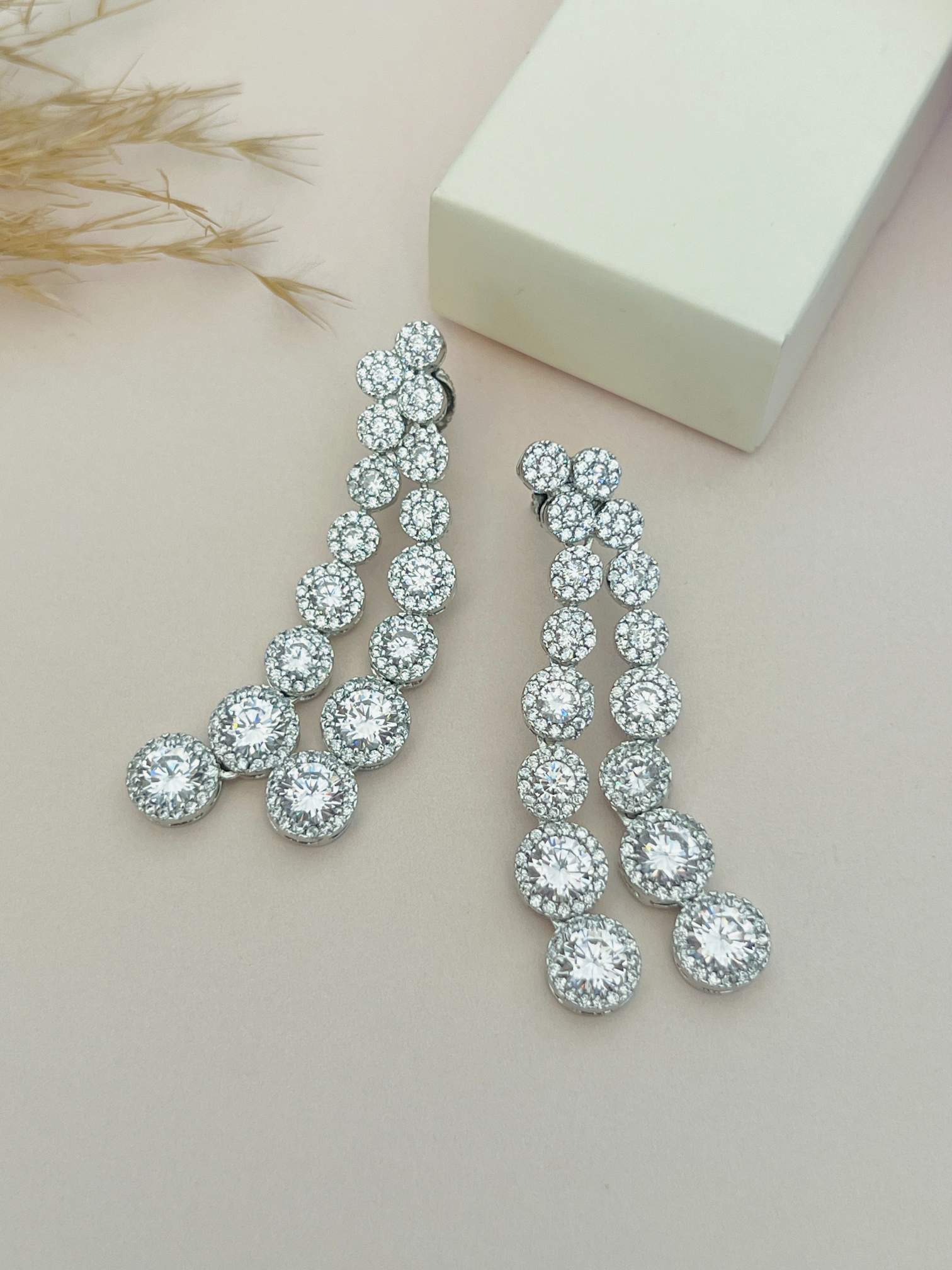 Abdesigns Jewellery Double Layer Silver Necklace Set featuring elegant round crystal accents in a layered design