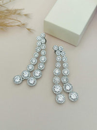 Thumbnail for Abdesigns Jewellery Double Layer Silver Necklace Set featuring elegant round crystal accents in a layered design