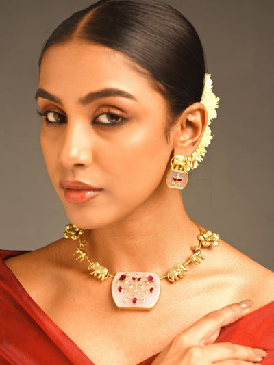 Abdesigns Jewellery Elegant Gold-Tone Necklace Set