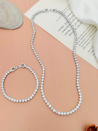Thumbnail for Abdesigns jewellery Elegant Silver Bracelet for Women paired with matching necklace on peach background