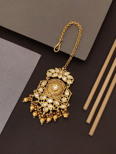 Abdesigns Jewellery Gold Pearl Maangtikka with Chain