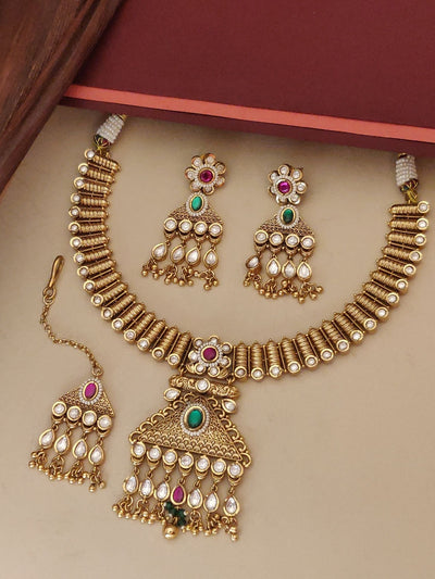 Abdesigns Jewellery Gold Pearl Pendant Necklace Set