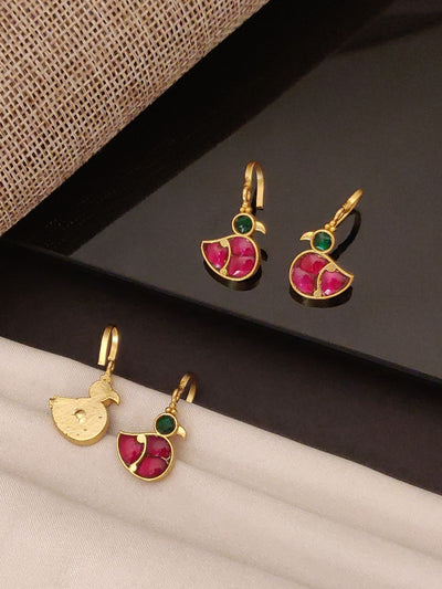 Abdesigns Jewellery Gold Plated Red Green Duck Bugadi Earrings