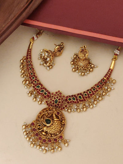 Abdesigns Jewellery Pendant Chain Set with Earrings Elegant Traditional Design