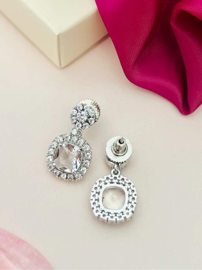 Abdesigns Jewellery Ruby Drop Earrings with Cubic Zirconia silver studded elegant design