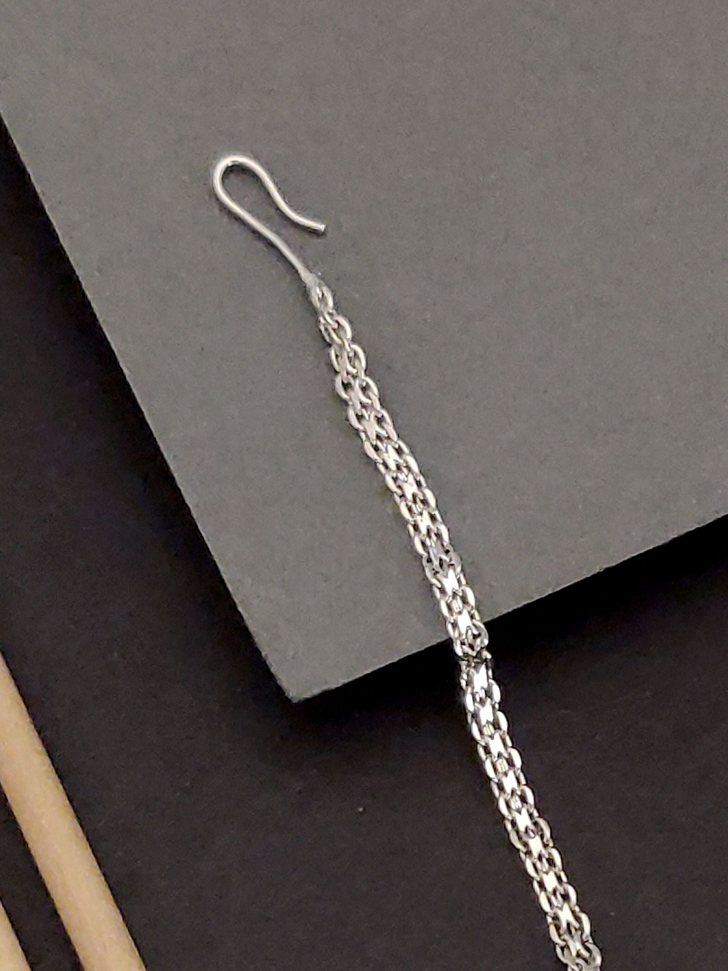 Abdesigns Jewellery Silver Flower Maangtikka for Elegant Style with intricate chain design