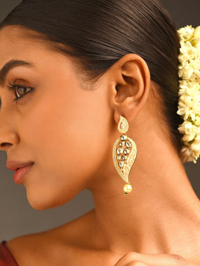 Abdesigns Jewellery Simple Gold Plated Kundan Earrings
