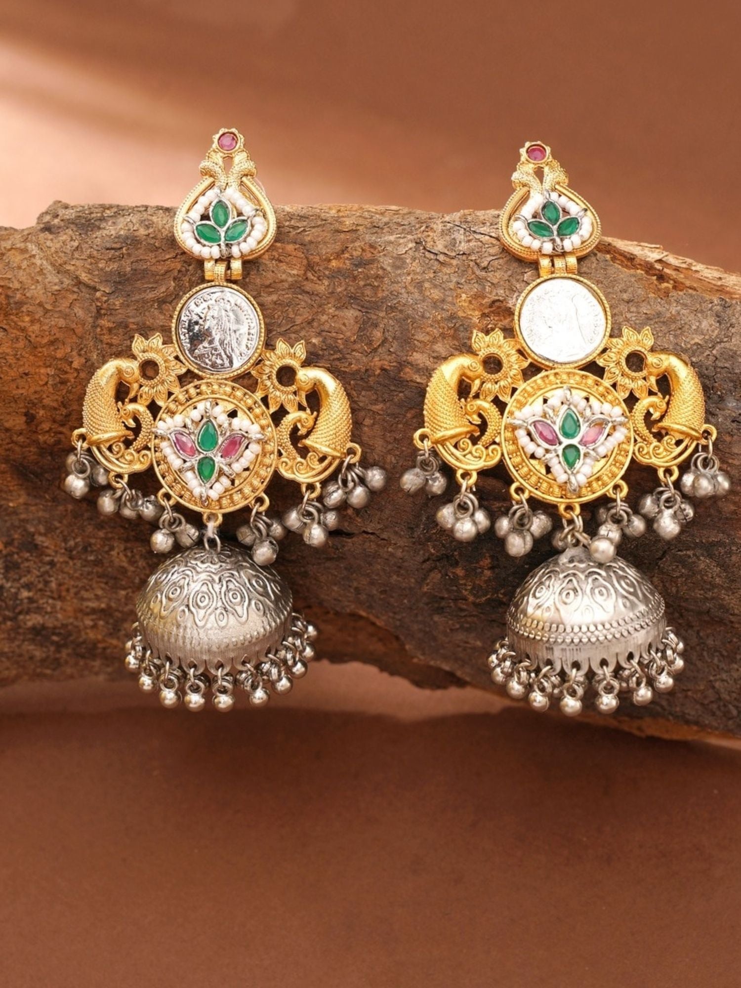 Abdesigns Jewellery Traditional Earrings with Jhumka Design featuring intricate gold 
