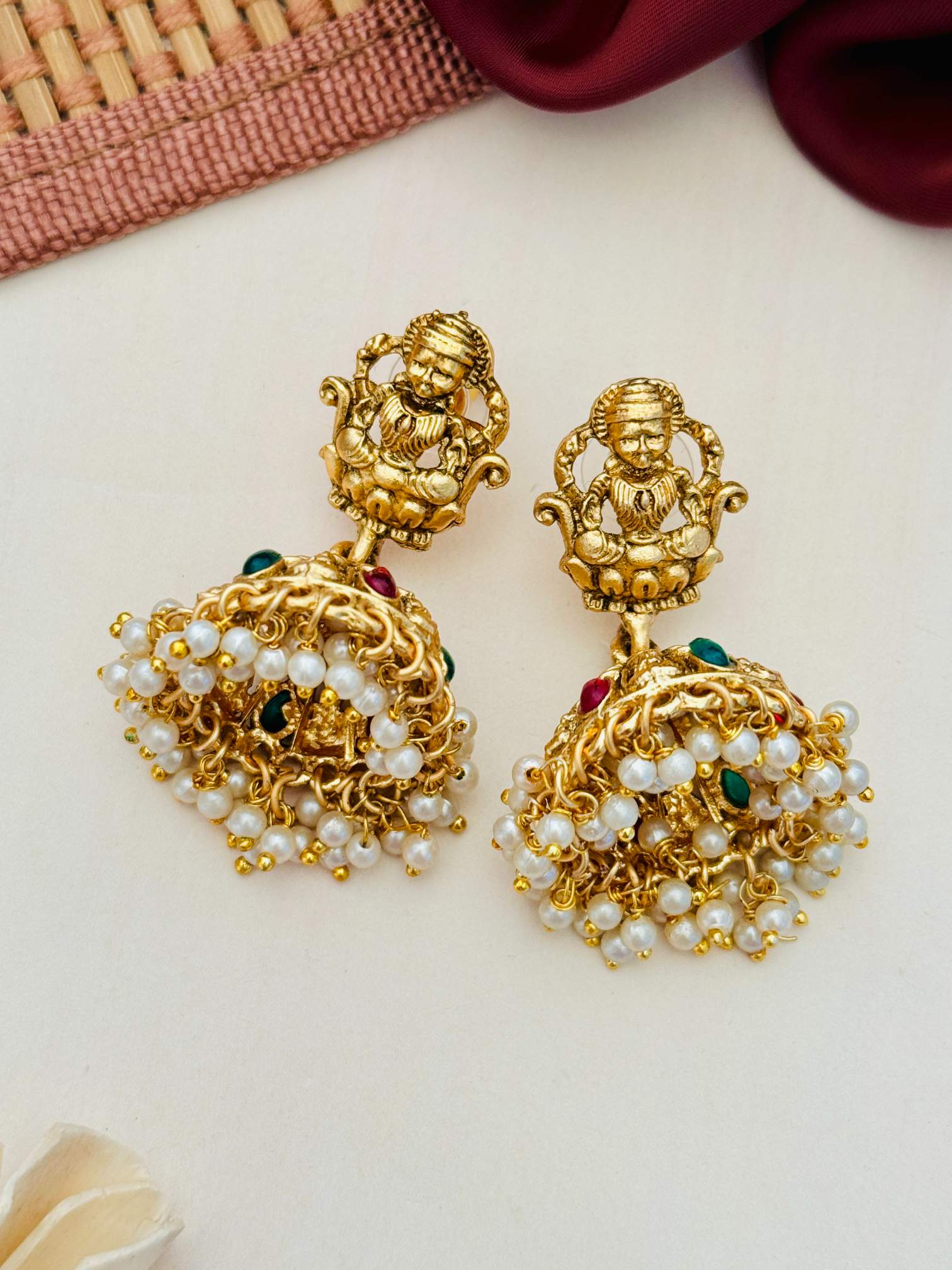 Abdesigns Jewellery Traditional Gold Necklace with Pearls featuring intricate gold pendant and pearl detailing