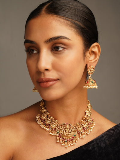 Abdesigns Jewellery Traditional Gold Necklace with Pearls