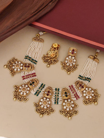 Abdesigns Jewellery Traditional Pearl Kundan Necklace Set