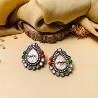 Thumbnail for Elegant Abdesignsjewellery Earrings with Colorful Stones and Pearlescent Finish in Teardrop Design