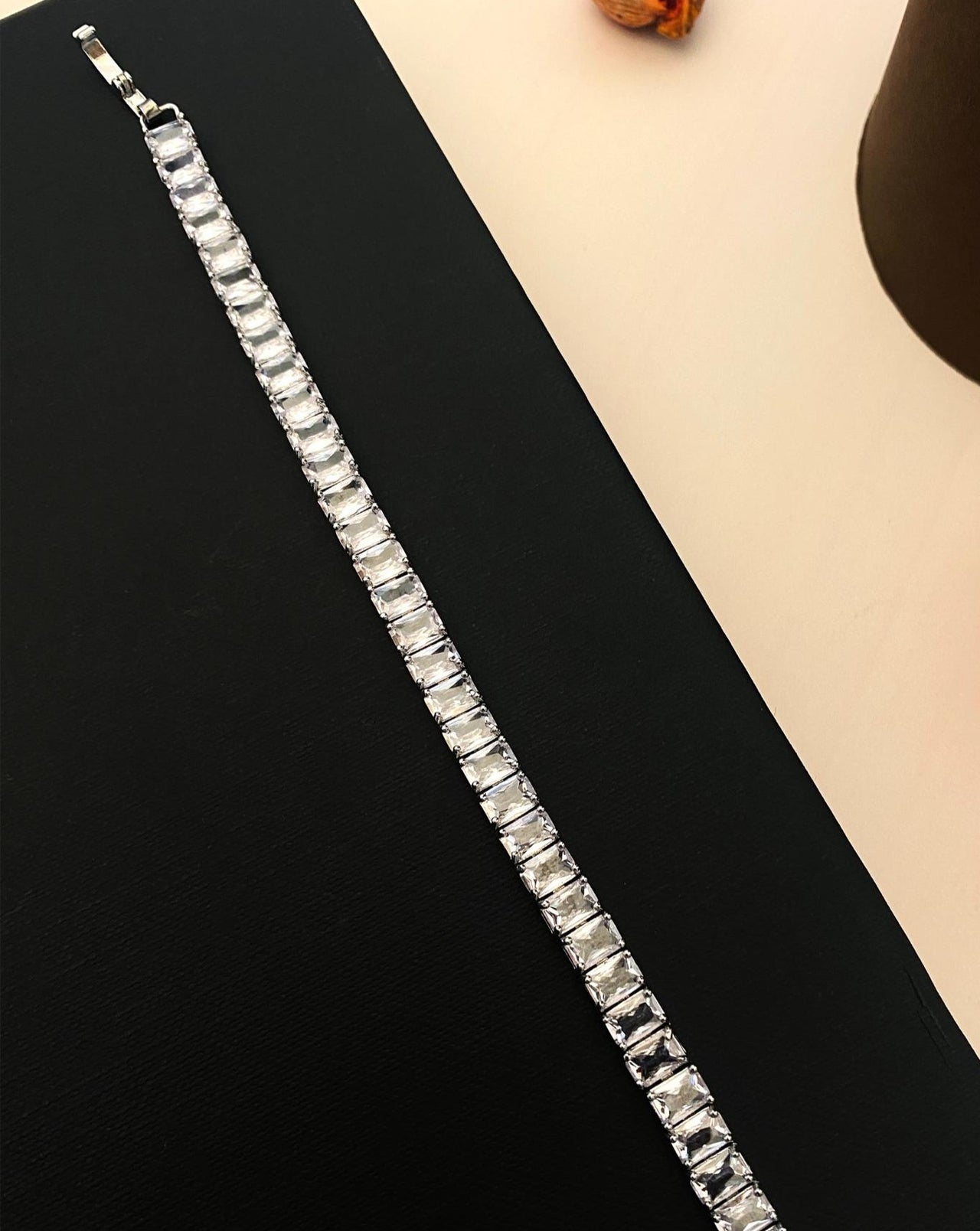 Luxurious High Quality Silver Cz Bracelet from Abdesignsjewellery with rectangular clear stones