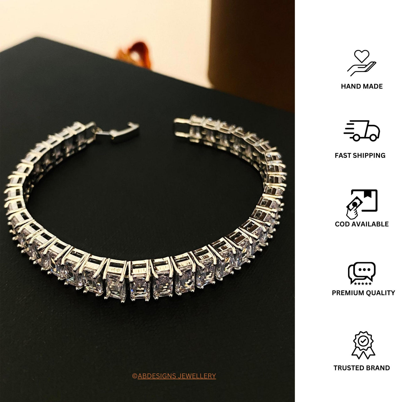 Luxurious High Quality Silver Cz Bracelet by Abdesignsjewellery with sparkling cubic zirconia stones